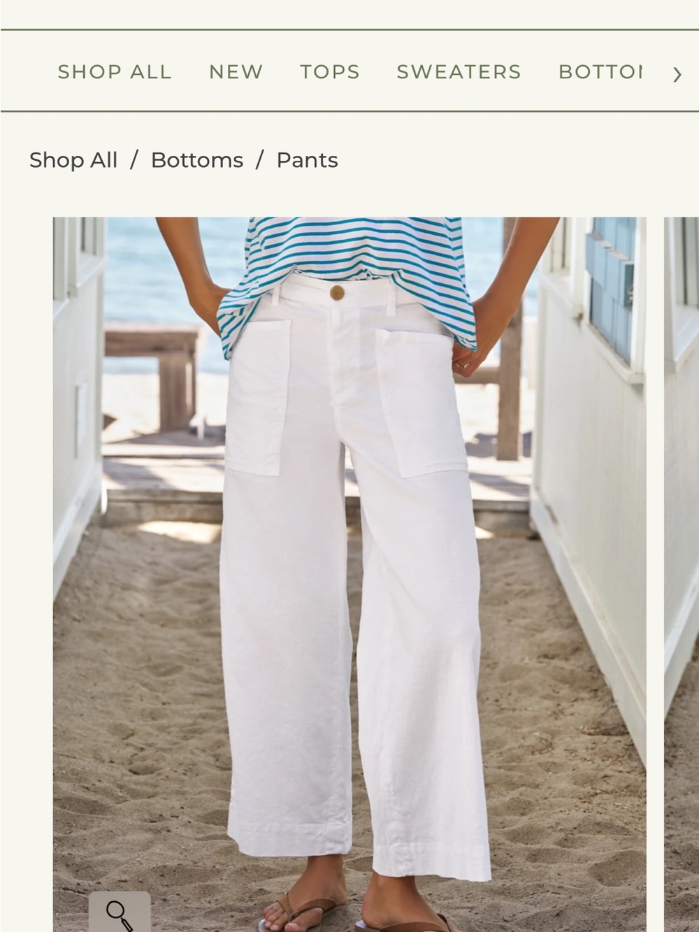 Frank & Eileen limerick White Wide-Leg Crop pants